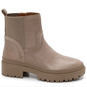 Lucky Brand Leather Moto Boot in Taupe
